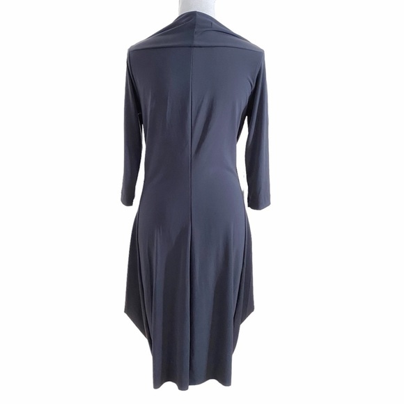 NWT VERONIQUE MILJKOVITCH GREY STRETCH COWL NECK 314 SLEEVES DRAPED DRESS - S - Picture 3 of 10